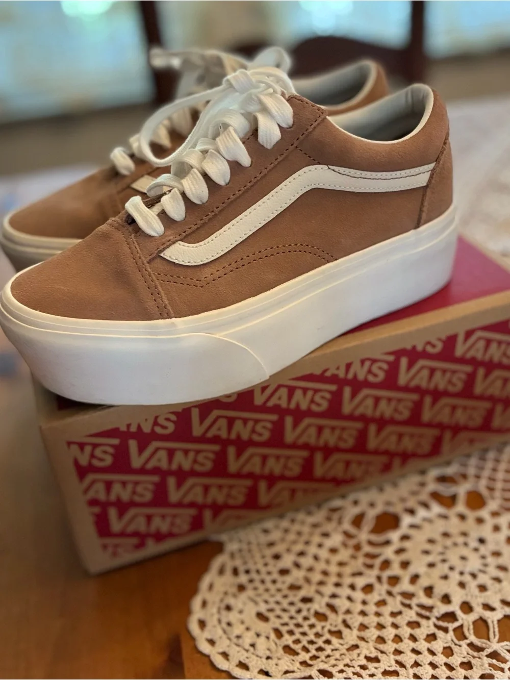 New Vans Old Skool Stackform Sneakers - Brown and White - Picture 3 of 12